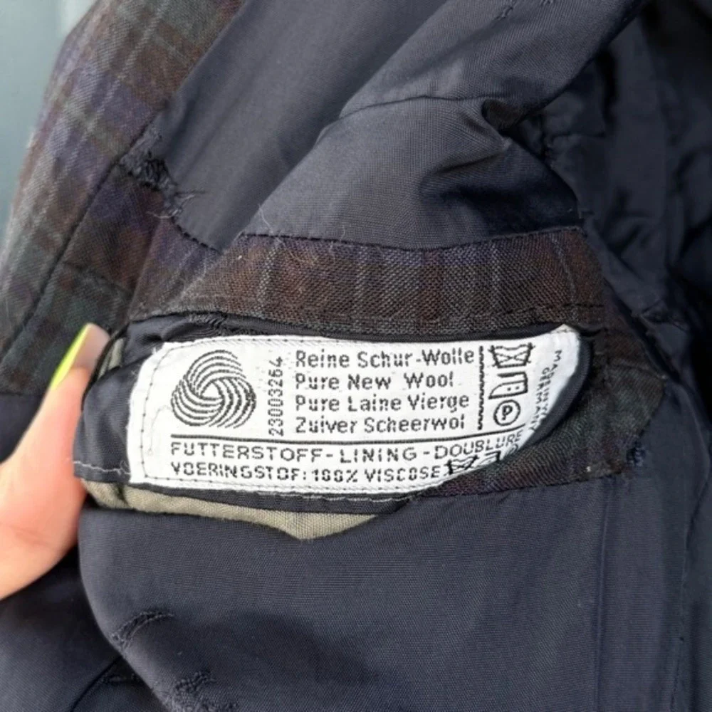 90s Vintage Burberrys Plaid Blazer Pure Wool Sport Coat Men's Blue green‎